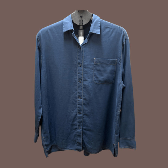 Lafayette 148 New York Tops - Lafayette 148 Shirt | Navy Cotton Stitch Detail | Size M | Vintage